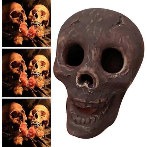 Calavera de arcilla cerámica para fogata de Halloween, adornos de terror para chimenea. (1/4)