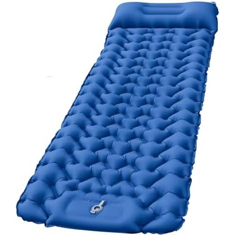 Matelas de couchage auto-gonflant - 195x60x6 cm - Léger et compact - Oreiller pliable inclus - Camping, randonnée et trekking (1/5)