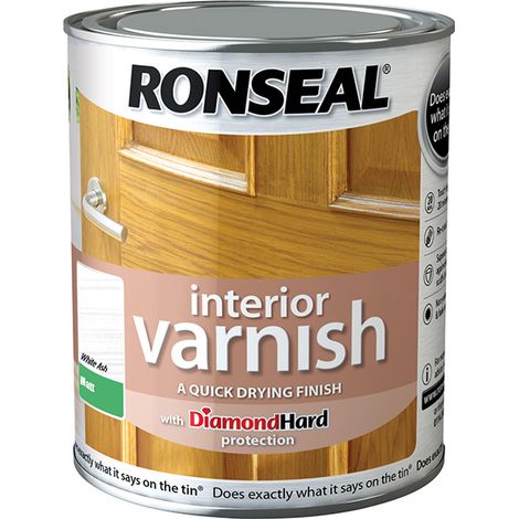 Ronseal Quick Dry Interior Varnish in Matt White Ash – 750ml, Fast-Drying, Durable Finish