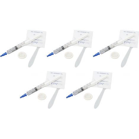Lot de 5 tubes de pâte thermique 3,2 W/mK, sans métal, sûre et à forte adhérence, pour chipset, GPU, CPU et imprimante (2,5 ml, 0,11 oz). (1/5)