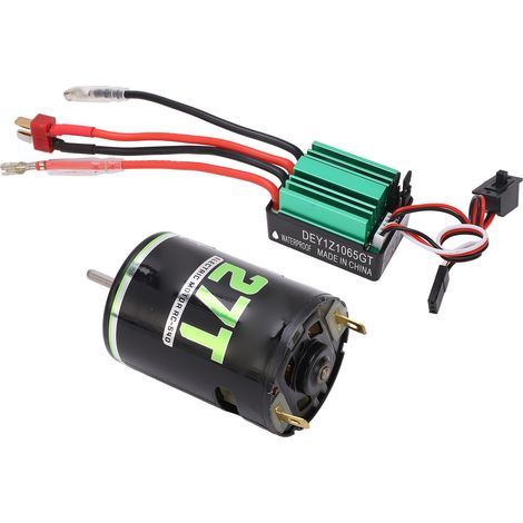 Moteur 540 à balais avec variateur électronique de vitesse (ESC) 65 A à prise T, moteur électrique étanche à couple élevé pour voiture RC tout-terrain 27T (1/5)