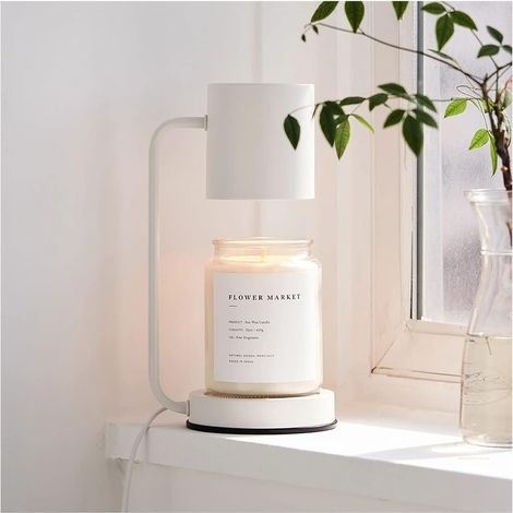 Lámpara calentadora de velas para aromaterapia 110-120V, de metal regulable, para decoración. Lámpara regulable + soporte + interruptor (Color: Blanco) (1/4)