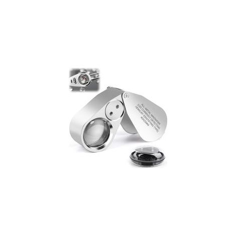 40X Loupe Bijoutier, Loupe de Poche en Acier Inoxydable, Métal avec Loupe à lumière LED, pour Diamants, Bijoux, Pièces de Monnaie, Identification de Bijoux, Reconnaissance de Monnaie (1/5)