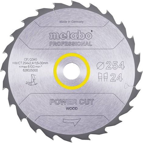 Hoja de sierra circular Pro "Power Cut Madera" HW/CT 254x30, 24 WZ 30° METABO