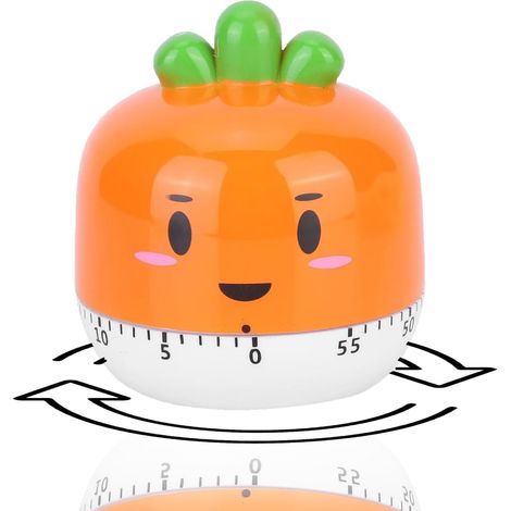 Minuterie de cuisine mignonne, 60 minutes, mécanique, outil de rappel de compte à rebours (orange). (1/5)