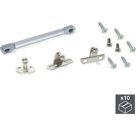 Pistone a gas per ante a ribalta, forza 6 kg, corsa 80 mm, Grigio metallizzato, 10 pezzi 1274025 EMUCA (1/3)