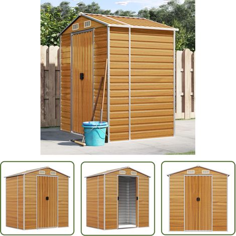 The Living Store Abri de jardin marron clair 191x130x198 cm acier galvanisé - Abri De Jardin - Abri Métallique - Rangement Extérieur - Stockage Jardin - Outillage (1/5)