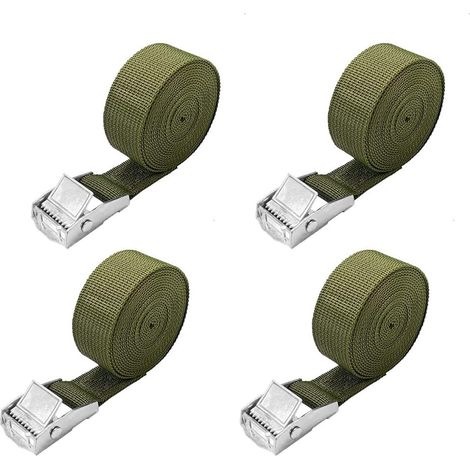 Sangles d'arrimage de 5 m - Lot de 4 Courte Sangle a Cliquet avec Boucle de Serrage 25mm 100kg Sangle Porte Velo, Sangle Moto Extrêmement Robustes (1/4)