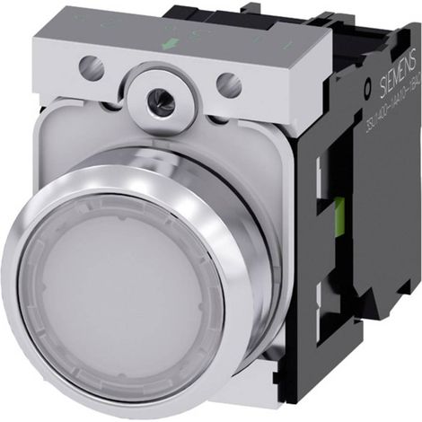Siemens 3SU11520AB601BA0 3SU1152-0AB60-1BA0 Pulsante illuminato Anello frontale in metallo, Lucido, Piatto Bianco 1 pz. (1/4)