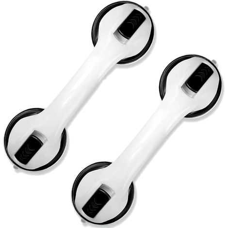 2 x Suction Cup Handles for Bathroom, 30 cm Safety Bath Handle, Strong Grip Shower Grab Bars for Elderly, Disabled, Children, No Drilling and Removable – Black (1/5)