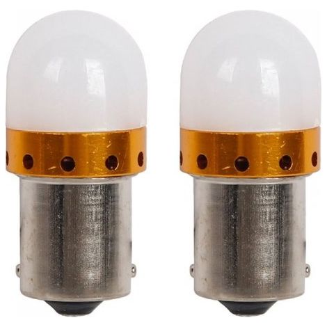 2 PZ Lampada LED BAU15S S25 PY21W 12V 24V 300lm Bianca Fredda Piedi Storti