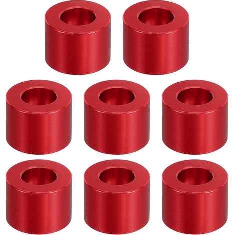 Entretoise en Aluminium, 8 Pcs Métal Entretoises Aluminium 10,5mm ID x 20mm OD x 15mm L Vis d'Espacement en Aluminium Ronde pour 2/5" ou M10 Vis à Boulons, Rouge (1/5)