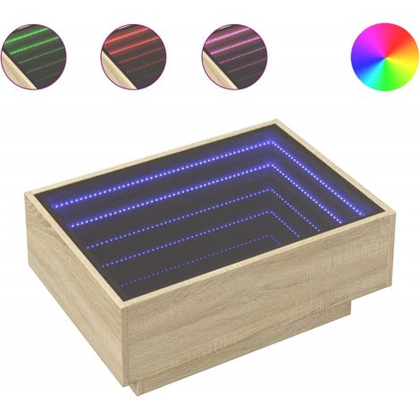 Tavolino da salotto dal design moderno con LED 70 x 50 x 30 cm in legno ingegnerizzato e vetro DEC037418