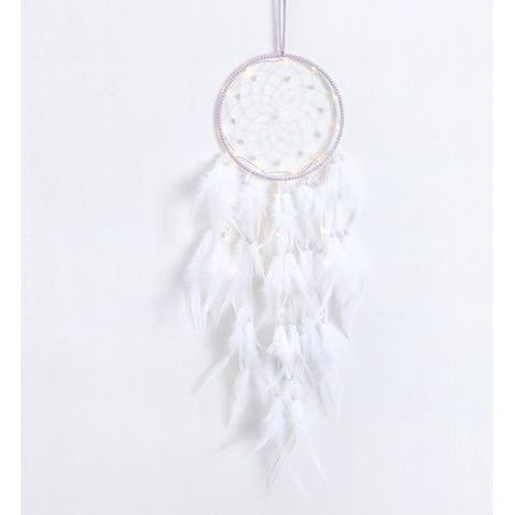 Capteur De Rêves en Plumes, Attrape Rêve Lumineux Fait Main Mobiles Attrape-Rêves Rétro Romantique Décor pour Fille Mobile Decoratif Maison Chambre Murale Voiture Anniversaire Cadeau (1/5)