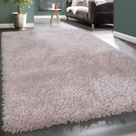 1 pièce Tapis Poils Hauts, Shaggy Moelleux Flokati, Rose Uni, 200 cm carré, salon chambre moderne