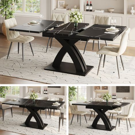 Table de salle à manger extensible, dimensions 120 (160) x 80 x 76 cm  adaptée aux salles à manger, cuisines ou terrasses. Cette table en bois s'étend jusqu'à 160 cm de longueur pour accueillir jusqu' (1/5)