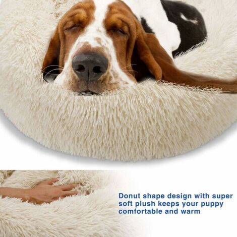 Cesta redonda para perros, cojín para gatos, cesta tipo donut, cesta para perros, cama para gatos extrasuave, cómoda y bonita, cojín para gatos y perros pequeños y medianos, 70 cm, beige (1/4)