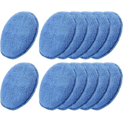 Microfiber Wax Applicator 12pcs Car Cleaning Polishing Sponge, Blue-- (1/5)