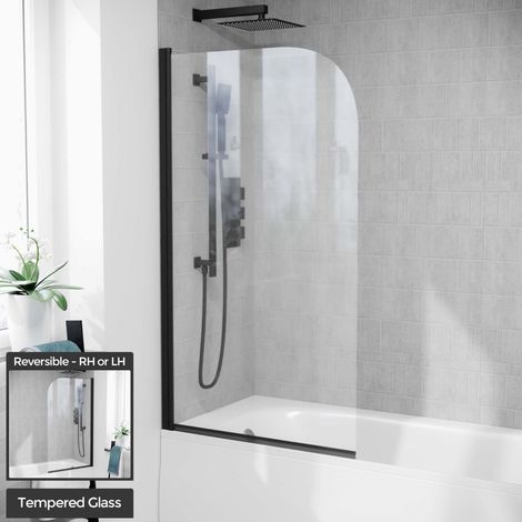 Samoa Curved Shower Bath Panel Reversible Matte Black (1/5)