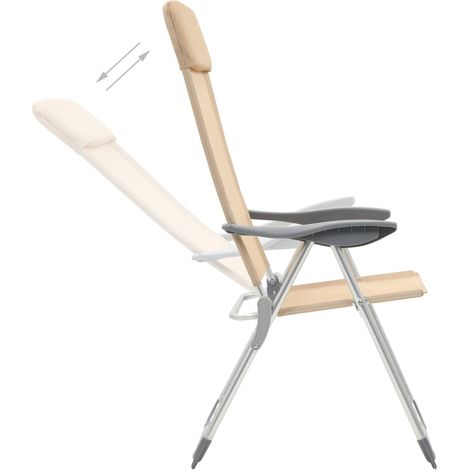 Chaises de camping pliables lot de 4 Crème Aluminium (1/5)