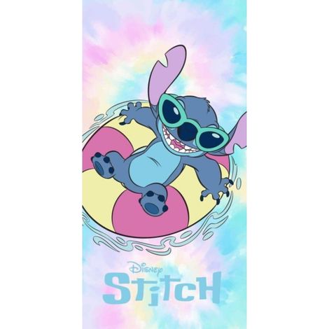 Serviette de plage - Stitch sur une bouée - 70x140 cm