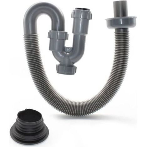 Tuyau d'évacuation universel 60 cm pour lavabo et évier de salle de bain, tuyau eaux usées en ABS souple, adaptable sur tous les modèles standard (1/5)
