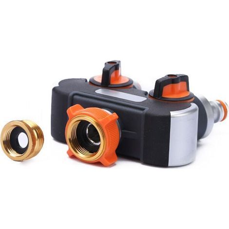 Répartiteur en 2 Voies, Séparateur de Tuyau de Jardin,Distributeur pour l'irrigation du Jardin,Débit d'eau Réglable et Verrouillable (1/4)