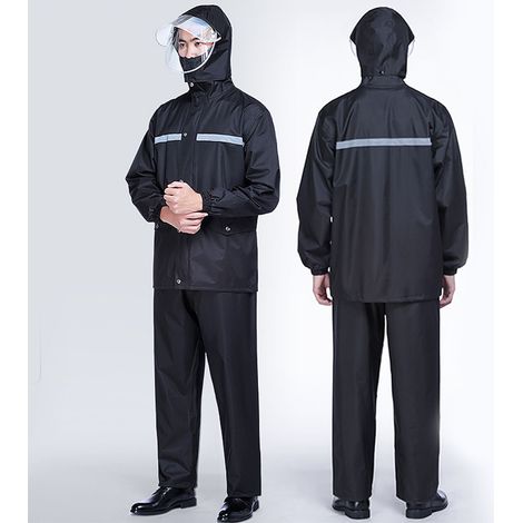Ensemble imperméable et pantalon de pluie, taille adulte, imperméable réfléchissant deux pièces, imperméable intégral imperméable pour vélos électriques, livraison de repas et motos, taille L. (1/5)