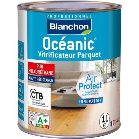 Blanchon – Vitrificateur parquet incolore 1L – Finition bois brut – Protection contre agressions chimiques et mécaniques – Sèche en 30 mn