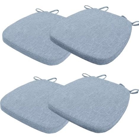Lot de 4 Coussins de Chaise 40 x 38 x 3 CM,avec Sangles,Coussin de siège détachable antidérapant，Idéal pour la décoration de la Cuisine et du Salon,Bleu Ciel