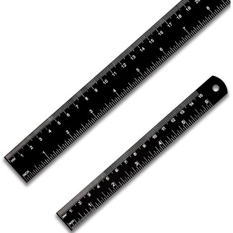 Ensemble de 2 règles en acier inoxydable - Règles métalliques de 12 et 6 pouces avec graduations en cm, mm et pouces, tableau de conversionRègles métriques et impériales faciles à lire pour le bureau