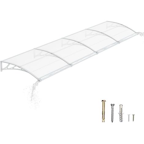 Auvent de Porte d’Entrée 100 × 400 cm, Marquise de Porte Extérieur en Polycarbonate, Abri Anti-Pluie et Anti-UV pour Maison, Balcon et Terrasse (1/5)