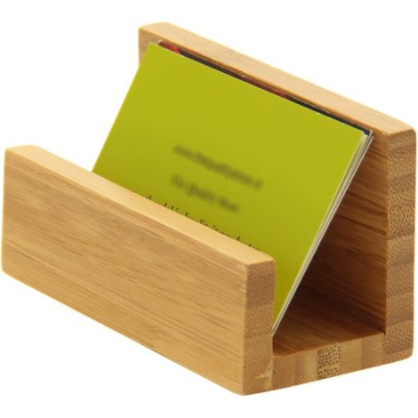Exhibidor de mesa de bambú (1 pieza) - Robusto tarjetero, ideal para un escritorio o mostrador.