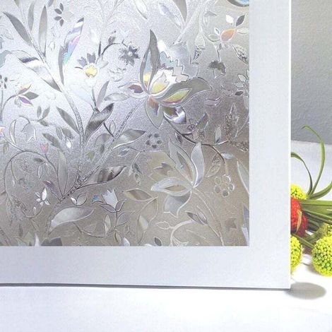 YMYNY Film pour Fenêtre Film Electrostatique Protége Intimité Anti-UV Décoratif Film Vitre Anti Regard Occultant avec Motif Tulipes Fleurs pour Verre et Vitrage 45 cm × 200 cm