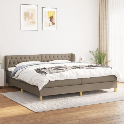 Lit double pour adulte Moderne - Lit à sommier tapissier avec matelas Taupe 200x200 cm Tissu BV646167 - BonneVie (1/5)