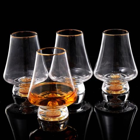 Verres à whisky en cristal avec flocons d’or 24 carats