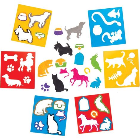 Pochoirs Animaux de Compagnie à Peindre (Lot de 6) - Ensemble de pochoirs en Plastique Lavable pour Enfants, AW544 (1/2)