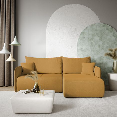 3-Sitzer-Wende-Ecksofa mit Bettkasten Claudio Senfgelb