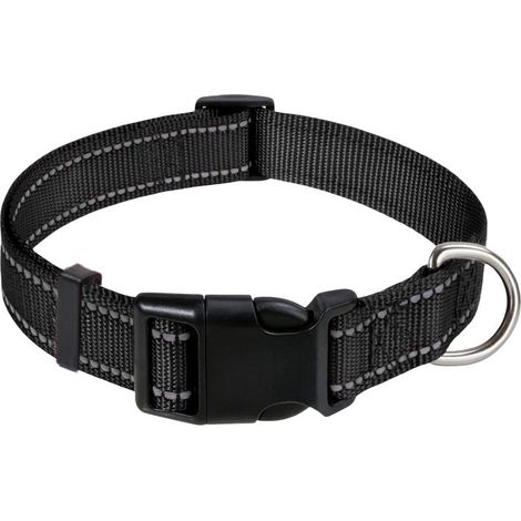 Collar para perro, clásico, ajustable, reflectante, de nailon, apto para perros medianos y grandes, negro, 2,5 cm de ancho. (1/5)