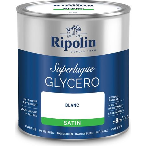 Ripolin – Peinture multisupports satin 0,5L – Glycéro 2 en 1 avec sous-couche intégrée – Haute résistance chocs et taches – Pour bois et métal