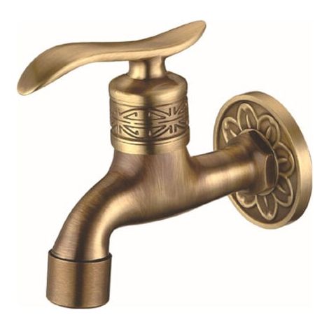 Wasserhahn – Wandarmatur aus Messing im Antikstil, Kaltwasserhahn für Bad und Küche (1/4)