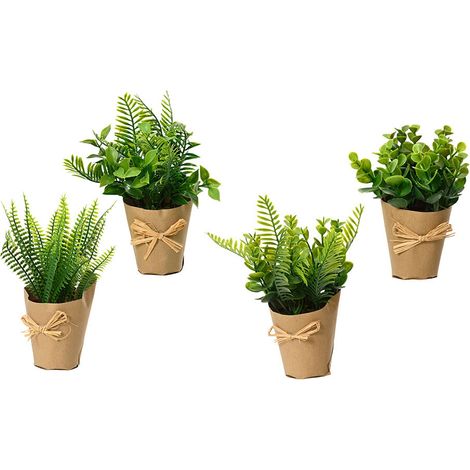 Pianta artificiale con vaso in carta da 18 cm, modelli vari 808607