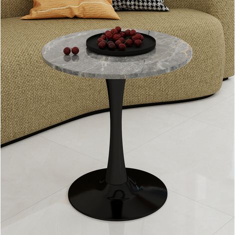 tavolo pranzo rotondo marmo 27,6 pollici nero grigio OKMYHOME (1/5)