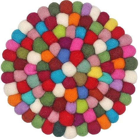 Rond Dessous de Verre Boule Feutre, Dessous Plat Rond Feutrine 20 Cm, Dessous Plat Boule Feutrine, Dessous Plat Coloré Feutrine Tasses, Casseroles, Poêles Mugs