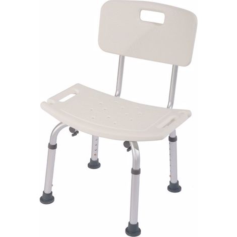 Aluminium Alloy Medical Shower Chair with Removable Back for Bathroom Safety - White Bath Seat Bench