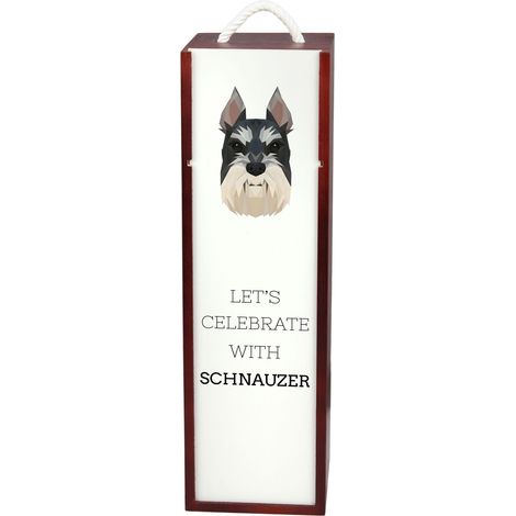 Schnauzer, Schnauzer I - caja de vino geométrica con foto e inscripción de Art-Dog (1/5)