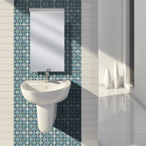 Sticker Mural Carrelage adhésif Cuisine Salle de Bain - 30 STICKERS CARRELAGES AZULEJOS TAEDIO - 30stickers10x10cm (1/5)