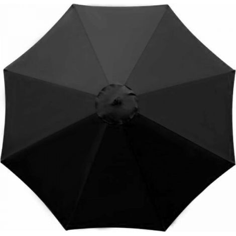 Housse de rechange pour parasol - 8 baleines - Diamètre 3m - Imperméable - Protection UV - Tissu de rechange - Noir