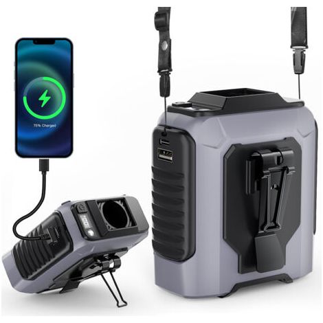 Ventilateur de Ceinture Portable Rechargeable, Mini Ventilateur Clip 5 Vitesses,Ventilateur de Taille pour T-Shirt avec Lampe Torche, Idéal pour Extérieur, Voyage, Randonnée et Camping (1/5)