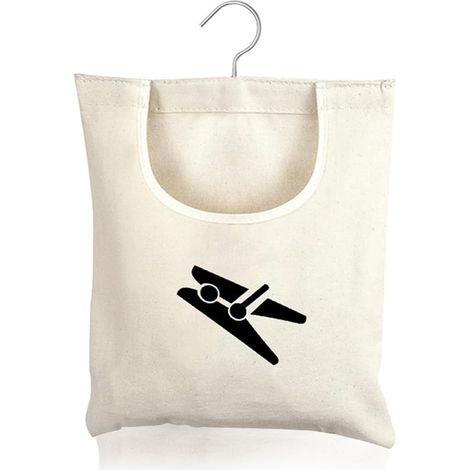 Sac Pince à Linge a Suspendre Sac Epingle a Linge Noir Clothes Peg Bag Panier Rangement Pince à Linge Organisateur d'épingles à Linge pour l'intérieur et l'extérieur - 30 x 25cm (1/5)